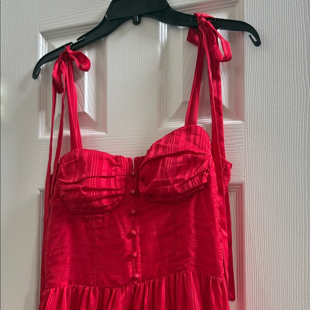 Red Ruffled Mini Dress - Picture 2 of 6